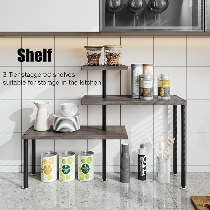 Countertop Organizer Organization 3 Tier Kitchen Corner Shelves Adjustable - Image 3