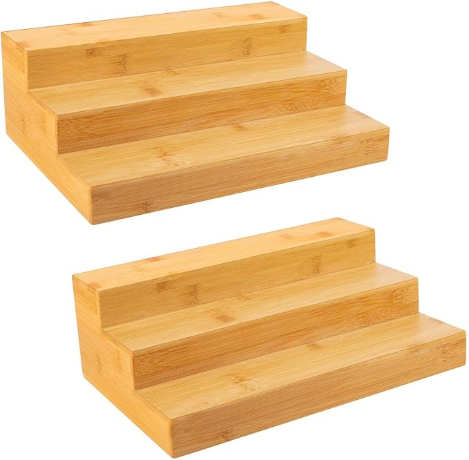 Bamboo Spice Rack Organizer for Cabinet 2 Pack by MillTu
