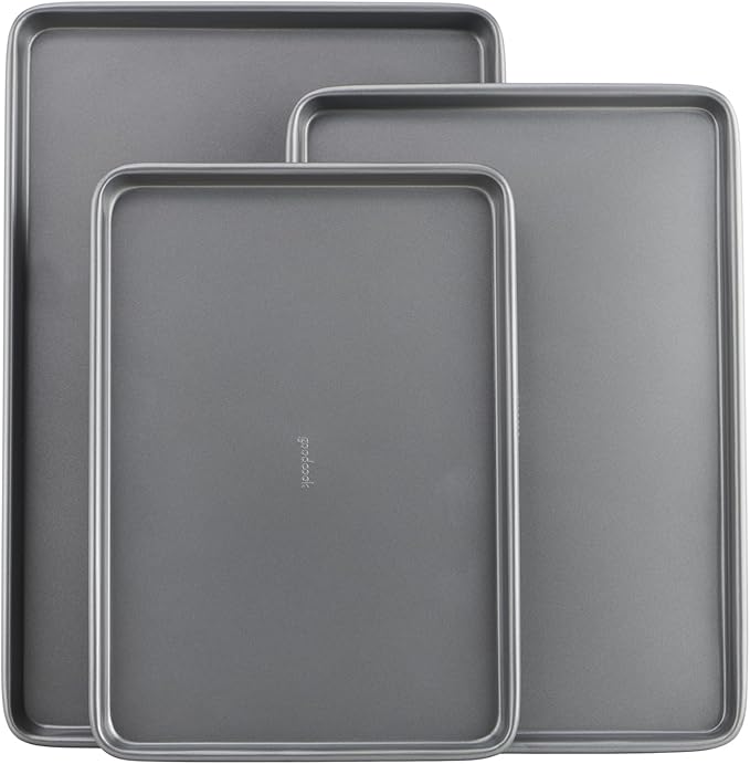 GoodCook Everyday Nonstick Baking Sheet Set, 3 Pack Includes Small Medium and by GoodCook