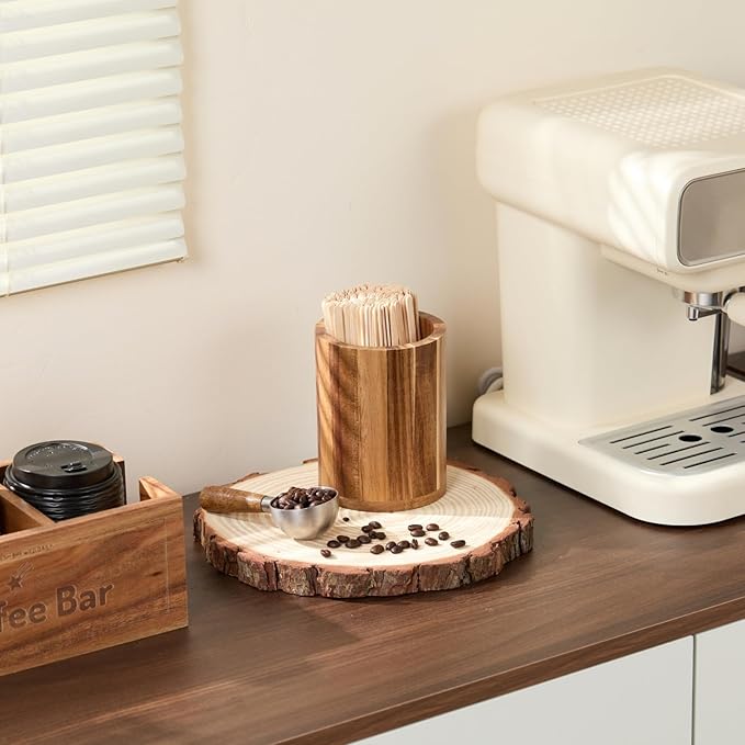 Acacia Wood Coffee Stirrer Holder Set - Image 5