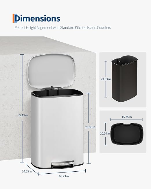 GarveeHome 13 Gal & 2.6 Gal Trash Can Combo Set, Kitchen Trash Can and Bathroom - Image 7