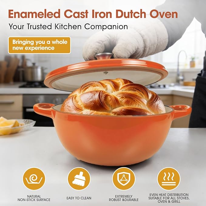 5QT Enameled Cast Iron Dutch Oven - Image 7