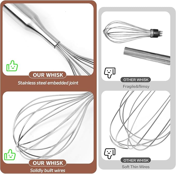 Stainless Steel Whisk Metal Whisk Balloon Wire Baking Whisks - Image 3