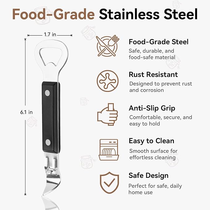 Anyongora 2-in-1 Can Punch Opener & Bottle Opener, Can Opener, Stainless Steel - Image 3