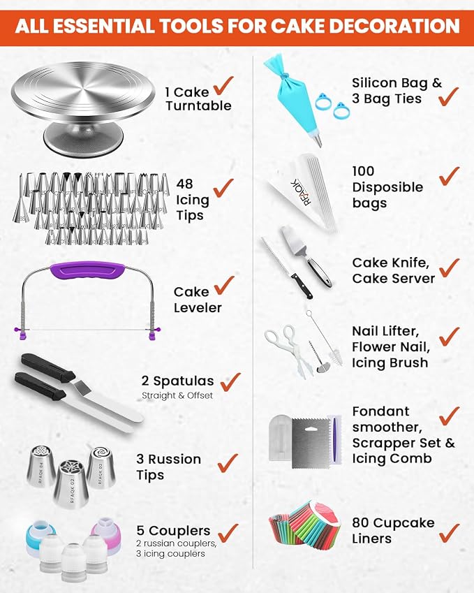 RFAQK 250 PCs Aluminum Cake Decorating Tools Kit - Image 3