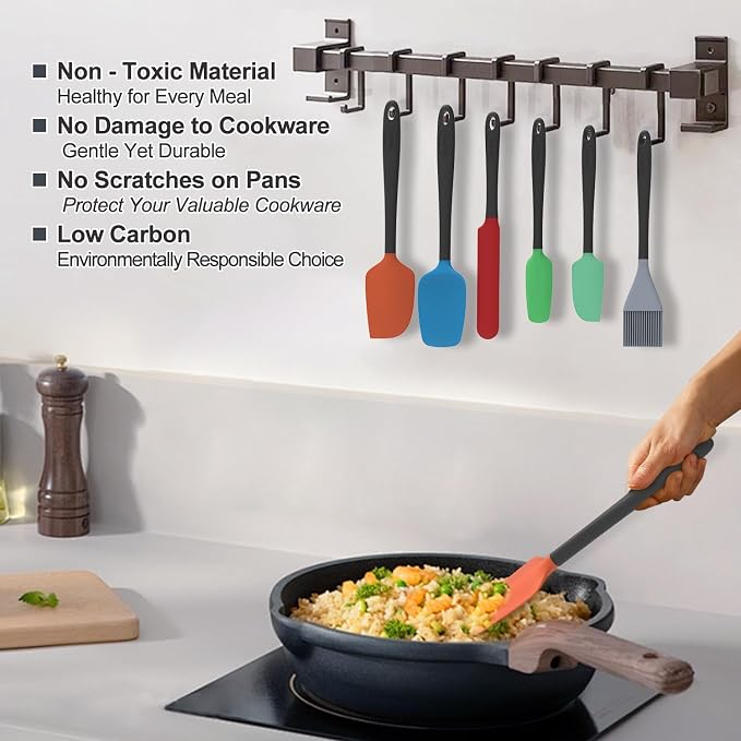 Silicone Spatula Set, 6 Pieces Food Grade Kitchen Utensils - Image 4