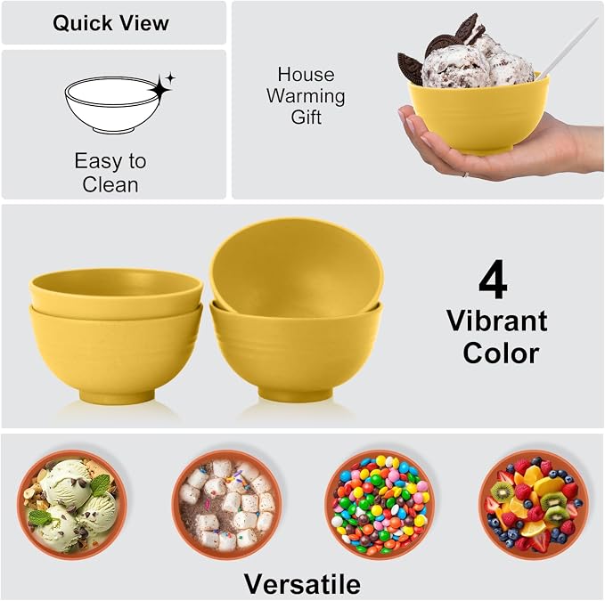Wrova wheat straw icecream bowls 10oz set of 8 - Image 4