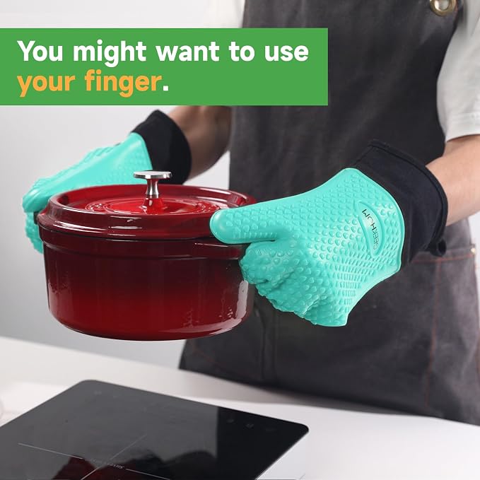 GEEKHOM BBQ Gloves Heat Resistant Oven Mitts - Image 5