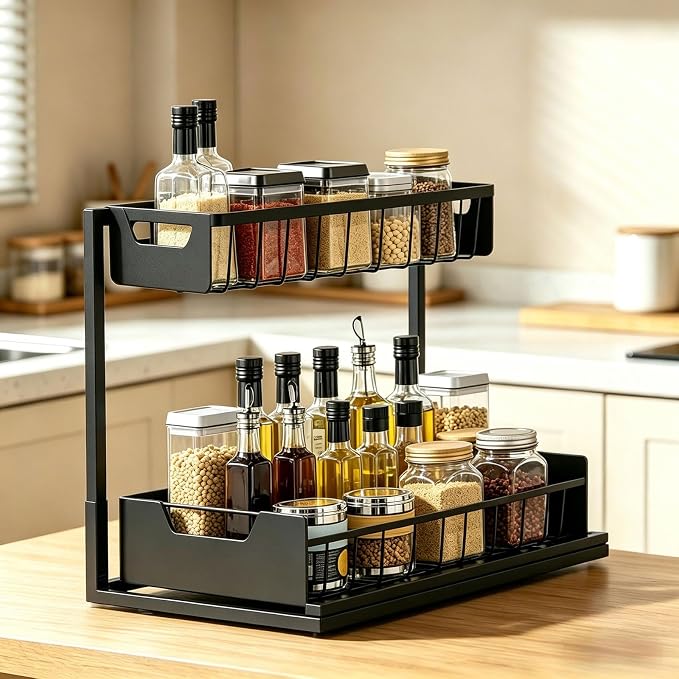 Ceetug Under Kitchen Sink Organizers and Storage Pull Out 2 Tier Metal Bathroom - Image 4
