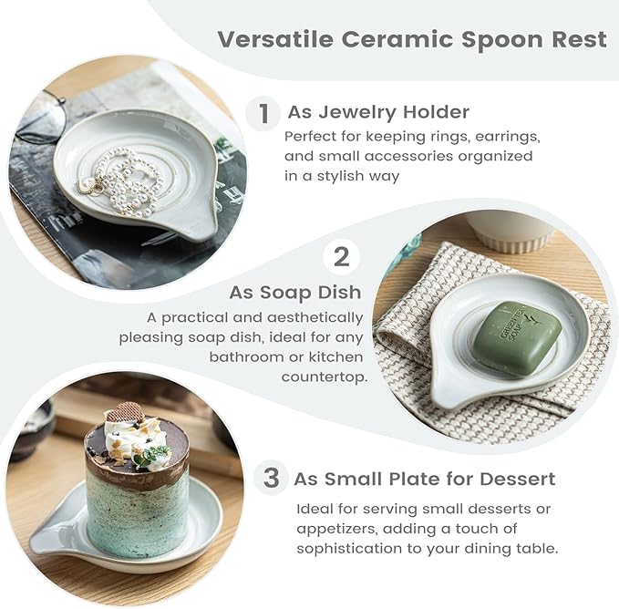 LAUCHUH Spoon Rest, Large Ceramic Spoon Holder - Image 3
