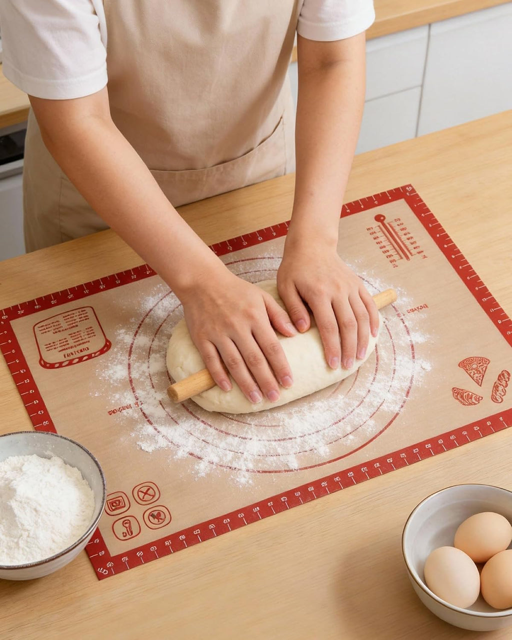 Large Silicone Pastry Mat Extra Thick Non Stick Baking Mat with