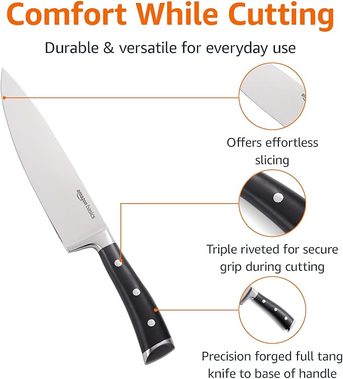 Amazon Basics Classic 8-inch Full Tang High Carbon Stainless Steel Chef's Knife - Image 2