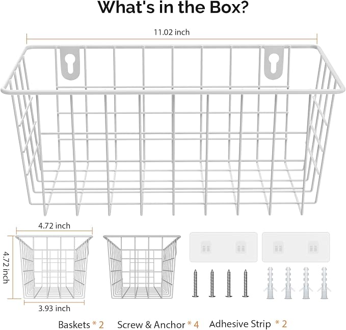 MaraFansie Hanging Wire Baskets Kitchen Storage Basket Adhesive and Screws - Image 7