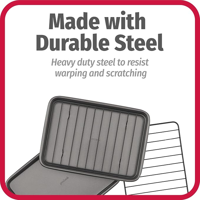 GoodCook Set of 2 Nonstick Steel 9" x 6" Toaster Oven Mini Baking Sheets - Image 6