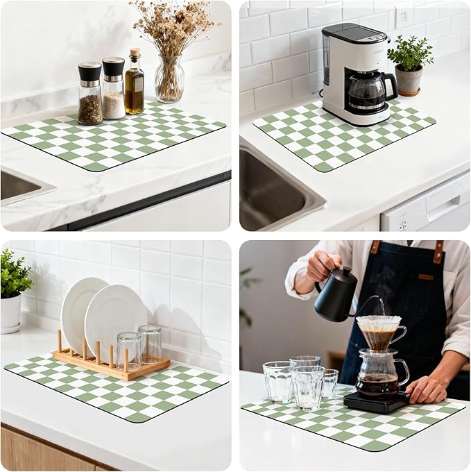 12" x 20" Checkered Dish Drying Mat - Image 8