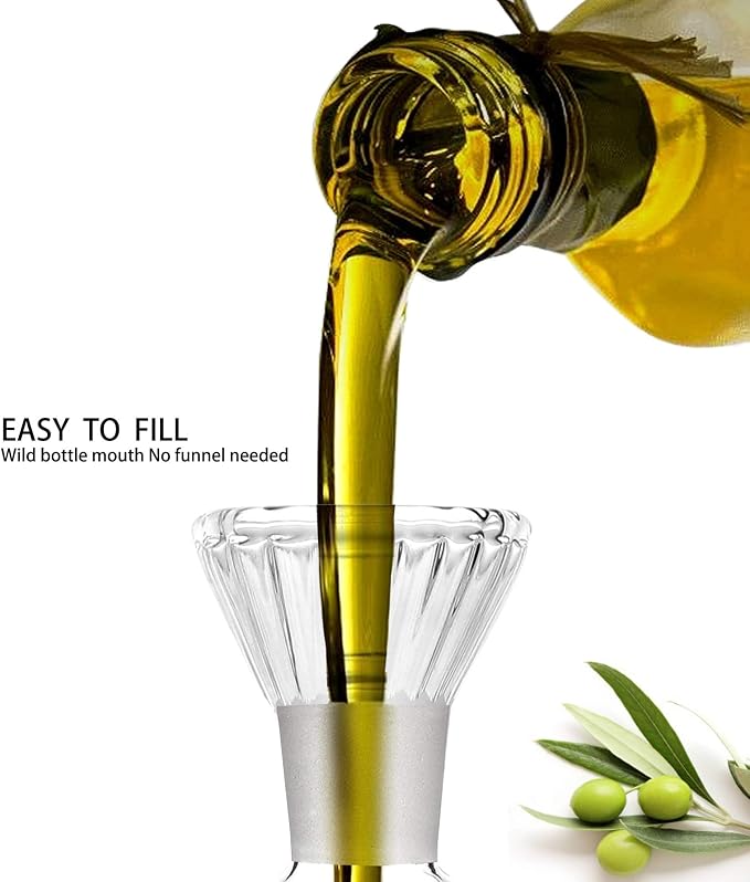 HAIZEEN 5 oz Glass Oil Dispenser Bottle, No Funnel Needed Cruet Decanter - Image 3