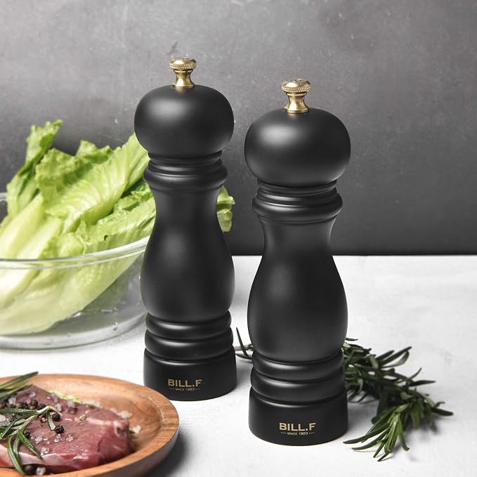 BILL.F Salt and Pepper Grinder Wooden Pepper Mill Grinder Salt Pepper Shakers - Image 5