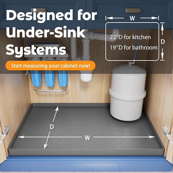 Jin&Bao Waterproof Under Sink Mat 22" x 19", Thick Silicone Mat Cabinet - Image 6