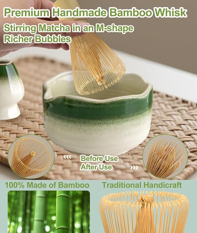 JBER Matcha Whisk Set, Ceramic Matcha Set Includes Bowl, Matcha Whisk and Holder - Image 4