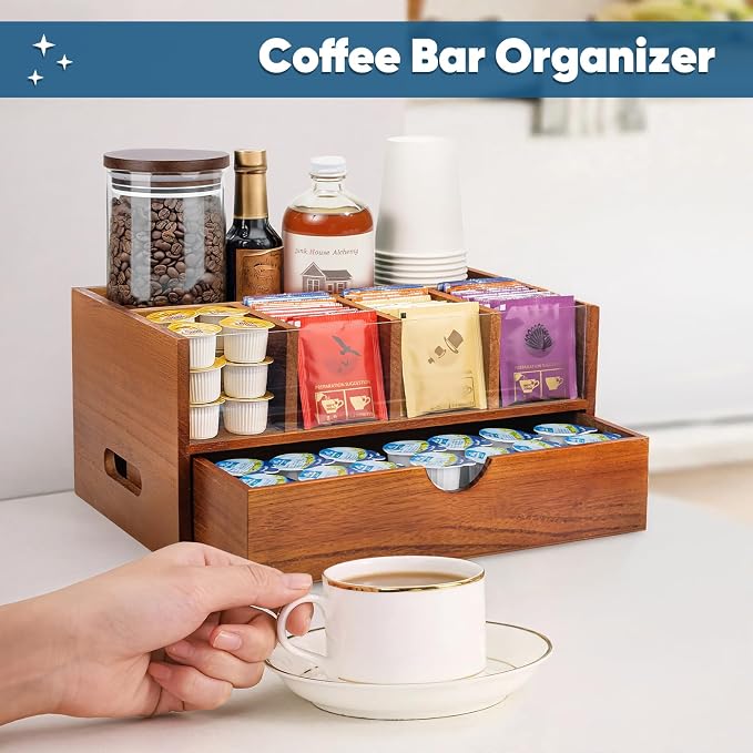Coffee Bar Station Organizer for Countertop, Coffee and Tea Drawer Organizer - Image 4