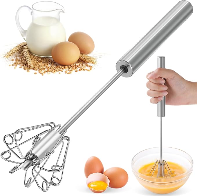 2026 Upgraded Semi-Automatic Stainless Steel Egg Beater – Hand Push Whisk by Unknown