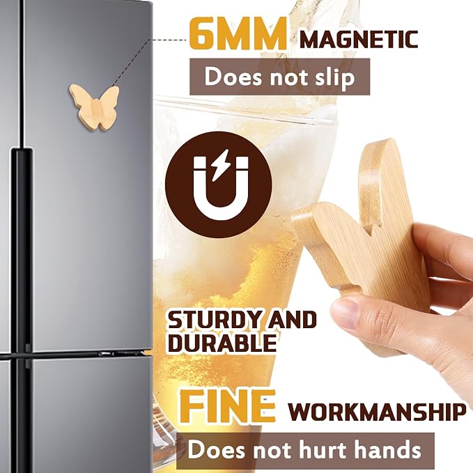 Vesici 24 Pcs Magnetic Bottle Opener 2.5in DIY Bamboo Butterfly Shape Beer - Image 3
