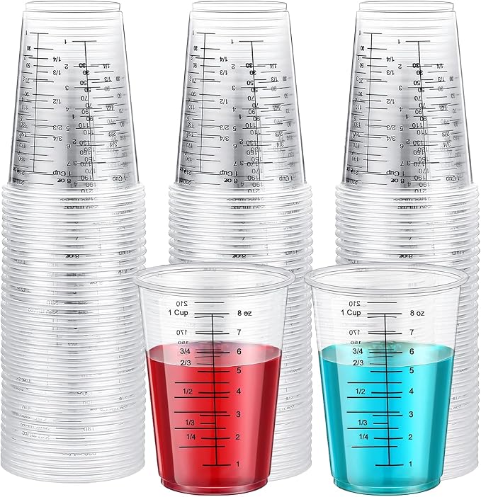 Taeku Measuring Cups Plastic, 8 oz Disposable Clear Epoxy Cups by Taeku