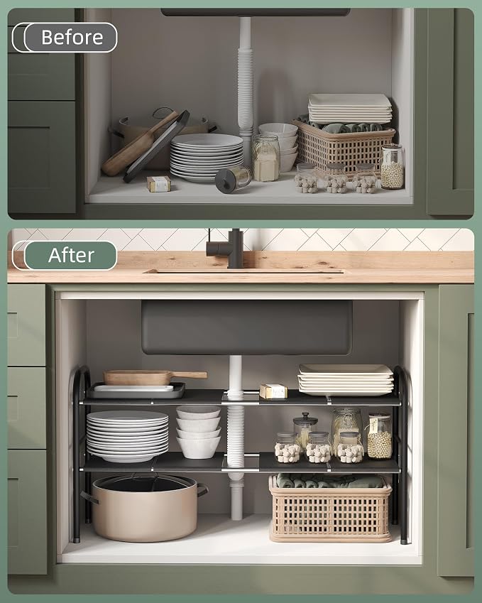 NETEL Under Sink Organizers and Storage, 2 Tier Expandable Under Cabinet - Image 7