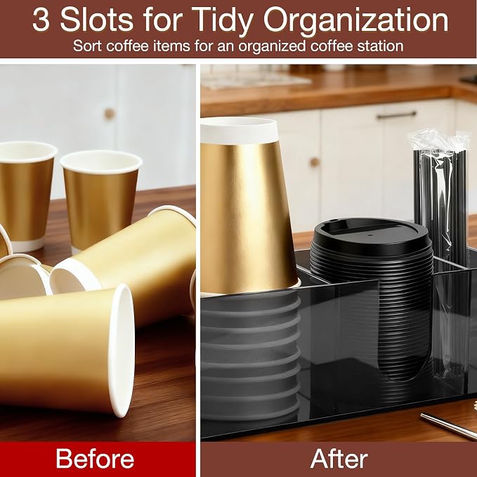 Acrylic Coffee Cup Holder for Countertop Breakroom, 3 Slots Acrylic Coffee Bar - Image 6