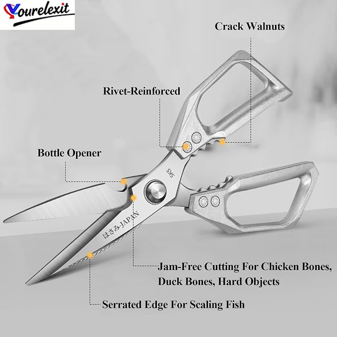 2-Piece Heavy Duty Kitchen Scissors Professional Stainless Steel Meat & Poultry - Image 2