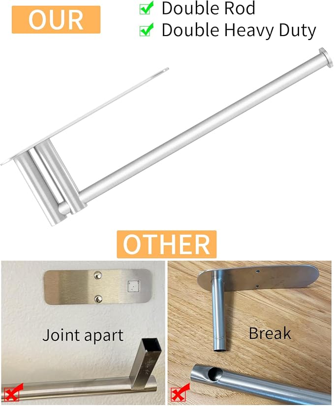 Paper Towel Holder Under Cabinet, 13Inch Self-Adhesive or Wall Paper Towel - Image 4