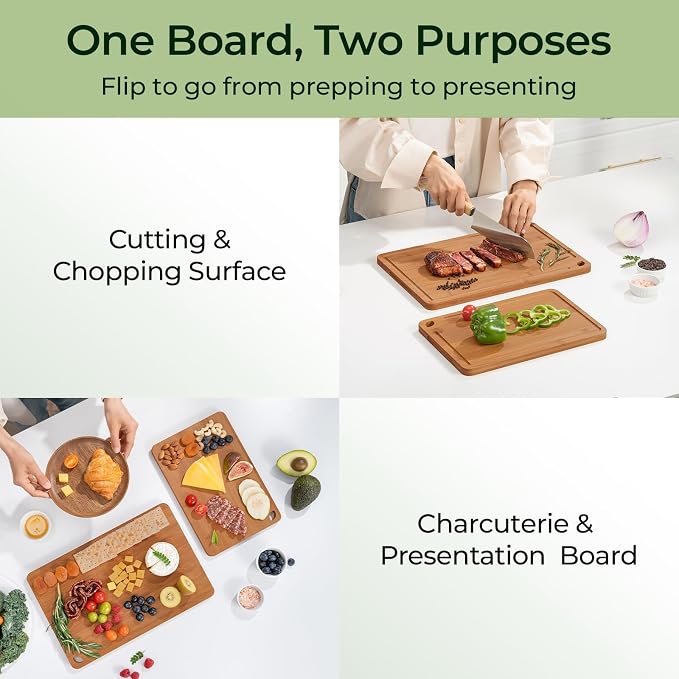 Keechee Butcher Block 2-Pcs Carbonized Bamboo Cutting Board Set - Image 3