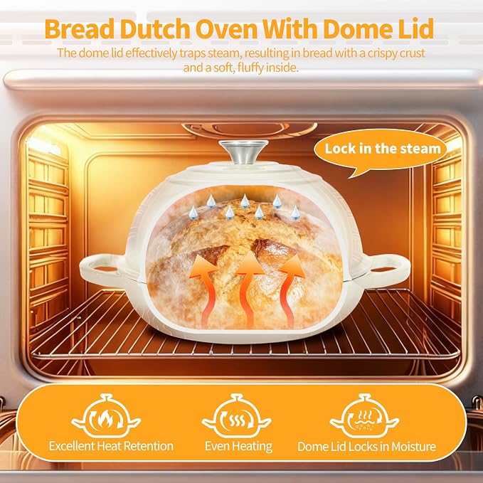 ONKO Dutch Oven For Sourdough Bread Baking, 6QT Enameled Cast Iron Dutch Oven - Image 5