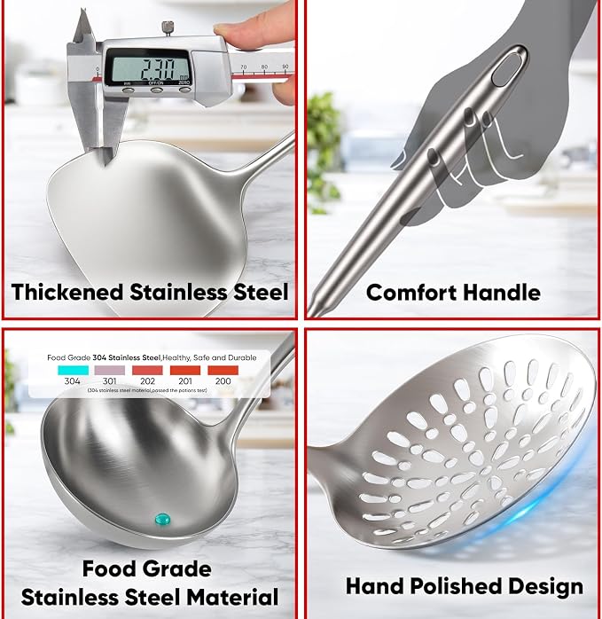 Newness 11 Pcs Cooking Utensils Set, 304 Stainless Steel Kitchen Utensils Set - Image 3