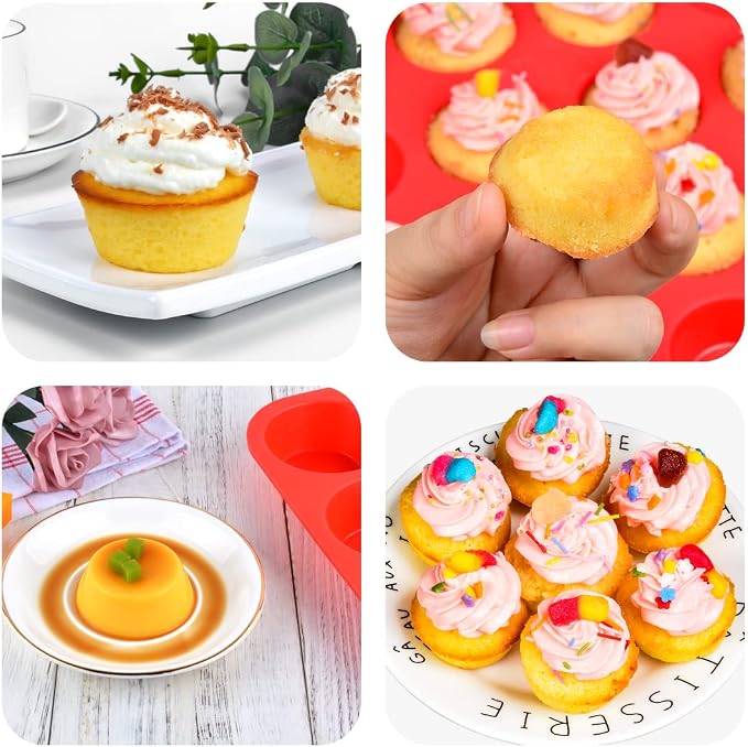 Silicone Muffin Pan, Mini Muffin Pan, Regular 12 Cups and Mini 24 Cups Cupcake - Image 8
