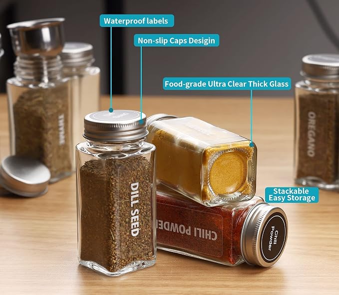 Antimbee 28 Pcs Clear Glass Spice Jars, 3.5 oz Glass spice jar - Image 5