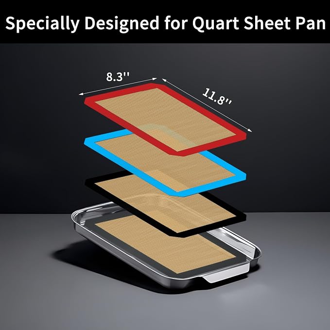 Small Silicone Baking Mats, 11-4/5x8-1/4 Inch Quarter Sheet Size, Non Stick - Image 2