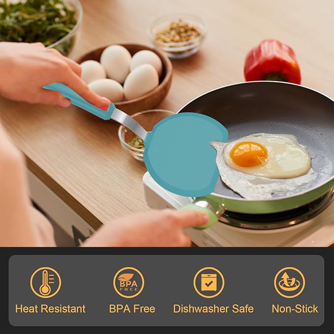 Beijiyi Silicone Spatula Turner Set of 3, 600°F Heat Resistant Nonstick Turner - Image 3