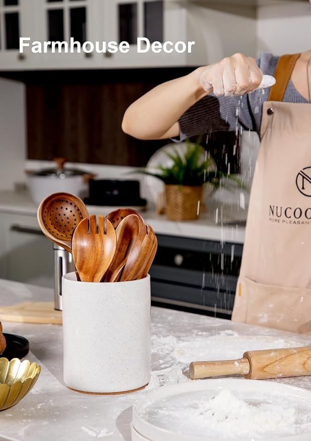 Nucookery Utensil Holder, 6.4" Ceramic Kitchen Utensil Holder - Image 4