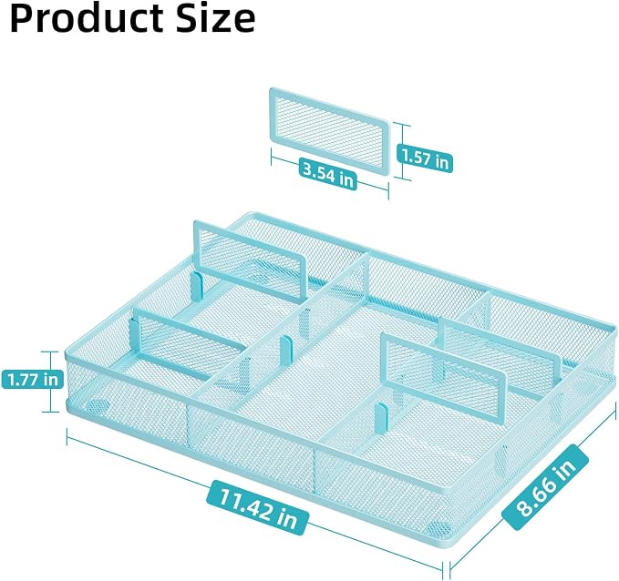 Marbrasse Desk Drawer Organizer, Metal Mesh Drawer Organizer Tray - Image 2