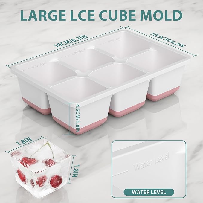 Optish Large Ice Cube Molds, 3 Pack Whiskey Square Ice Molds, 1.8 Inch Big Ice - Image 2