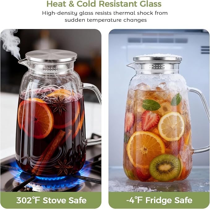 2 Pack Glass Pitcher with Lid and Handle - Image 4