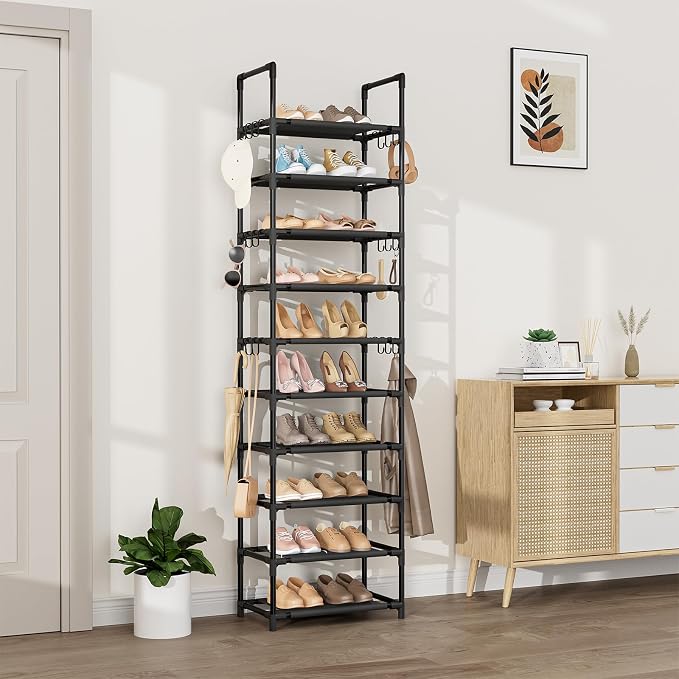 VTRIN 10 Tiers Tall Shoe Rack Holds 20-25 Pairs of Shoes Sturdy Vertical Shoe - Image 2