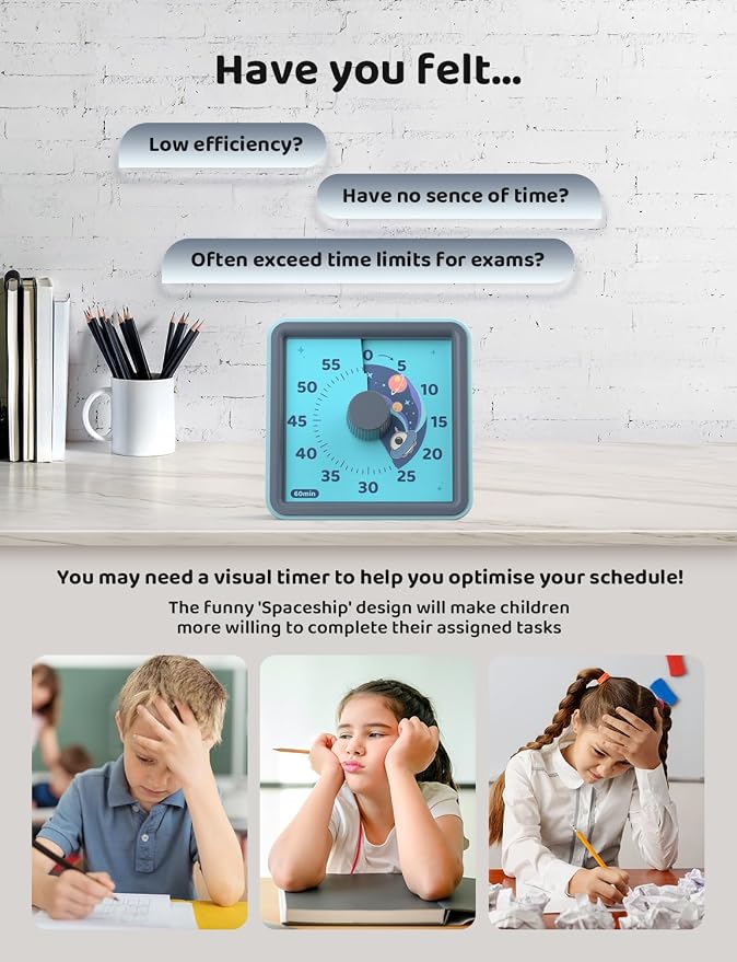 LIORQUE 60 Minute Visual Timer for Kids, Visual Countdown Timer for Classroom - Image 3