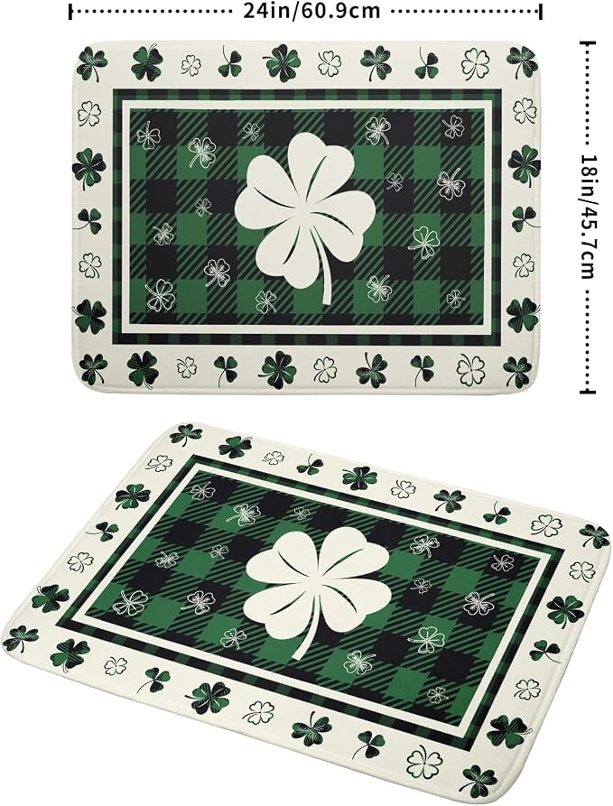 Giwawa Patrick Clovers Dish Drying Mat 18"x24" Lucky Shamrock Spring Leaf Dish - Image 2