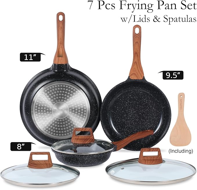 ESLITE LIFE Nonstick Ceramic Frying Pans Skillets Set - Image 2
