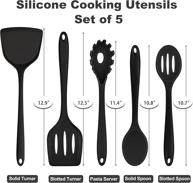 TeamFar Silicone Cooking Utensils Set, 5-Piece Heat Resistant Kitchen Utensils - Image 2