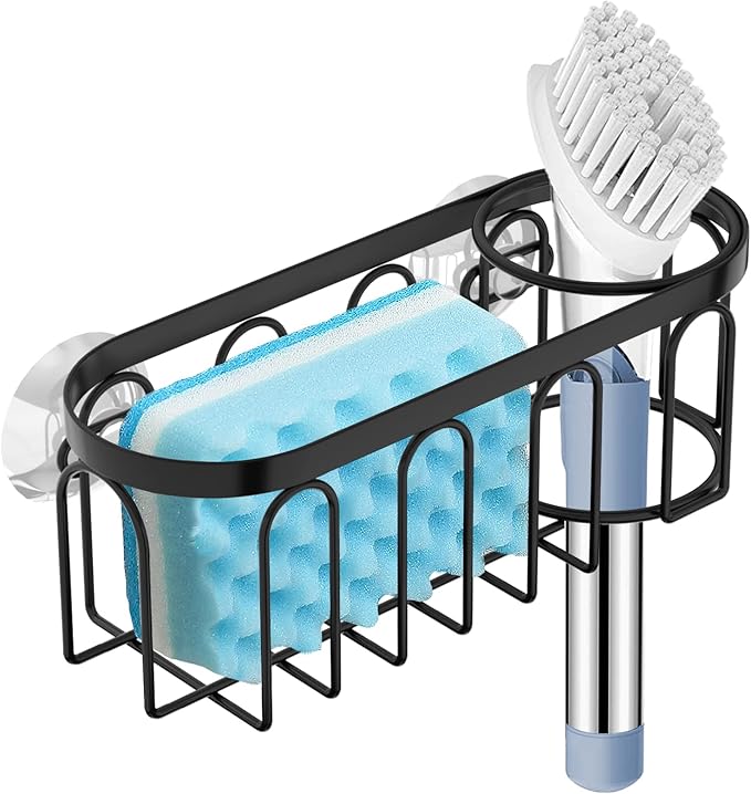 2-in-1 Sponge Holder for Kitchen Sink, Sink Caddy Kitchen Sink Organizer by Yazoni
