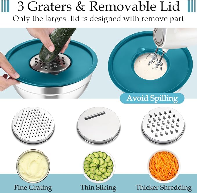 TeamFar Mixing Bowls, Stainless Steel Nesting Salad Bowls - Image 3