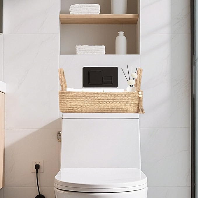 ABenkle XL Small Storage Basket, Jute Rope Woven Toilet Paper Tray Organizer - Image 4